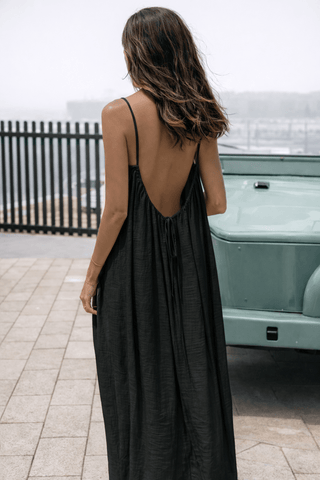 Velle Noir Backless Maxi Jurk