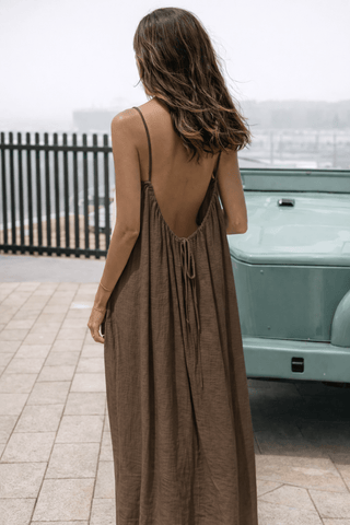 Velle Noir Backless Maxi Jurk