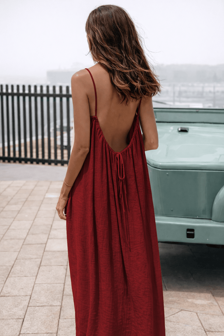 Velle Noir Backless Maxi Jurk