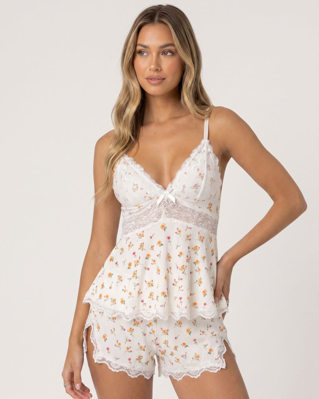 Lace-Trim Cami &amp; Shorts Pajama Set