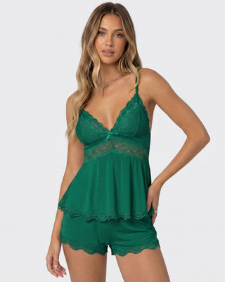 Lace-Trim Cami &amp; Shorts Pajama Set